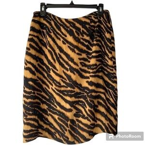 I.N.C. International Concepts Women Petite 12P Leopard Silk Skirt Animal Print